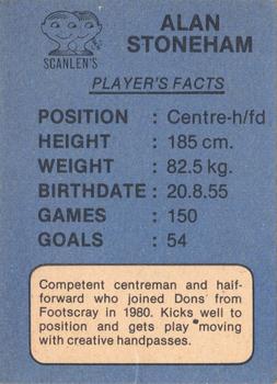 1981 Scanlens VFL #91 Alan Stoneham Back